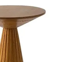 End Table - Compact Walnut Wood Round Pedestal – Martini Table & Plant Stand for Small Spaces