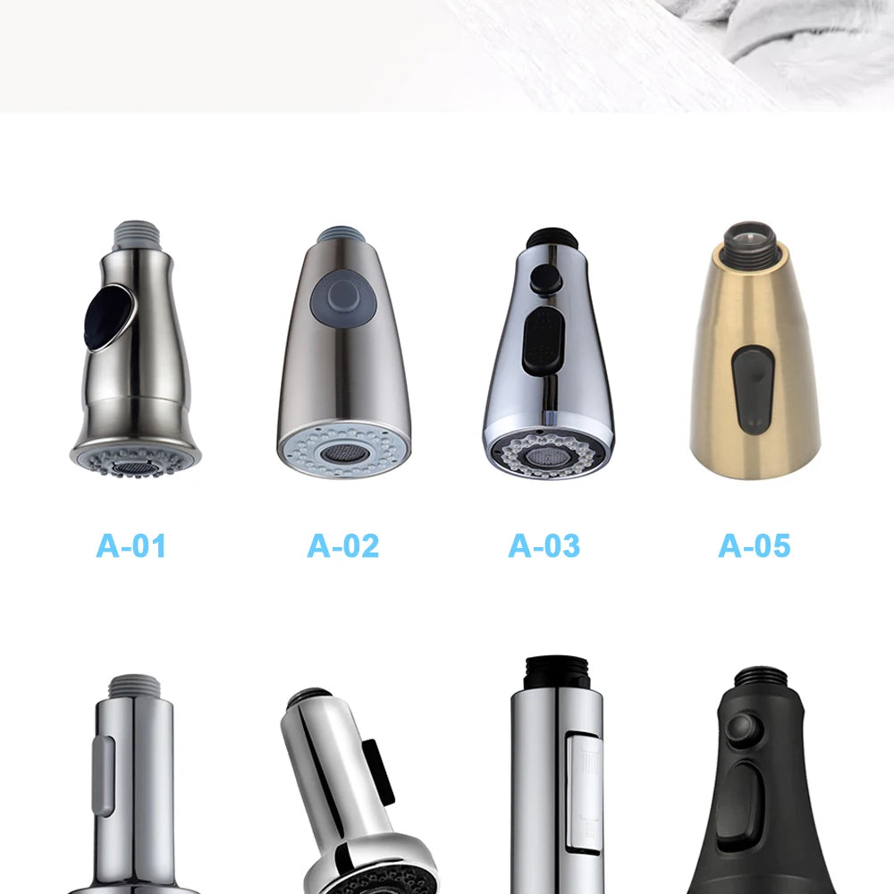 Kitchen Faucet-Head Pull Out Shower Nozzle, G1/2,  Sprayer Bathroom Sink Tap Replacement Accessory Black Silver Golden Head Aerator