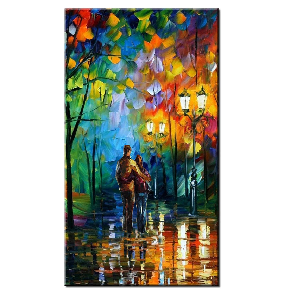 Canvas Art-Hand painted, Night Knife, Oil Painting on Canvas, Modern Abstract Landscape Art Poster, Wall Pictures, Home Decor, Arthyx,Large