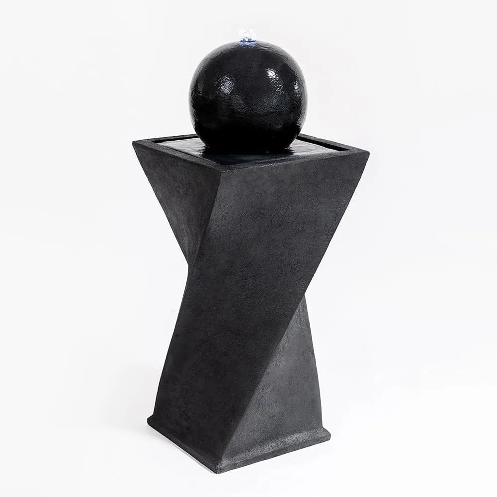 Water Fountain-Rotating Curve Design, Modern Zen, Garden, Patio, Indoor Floor Stand