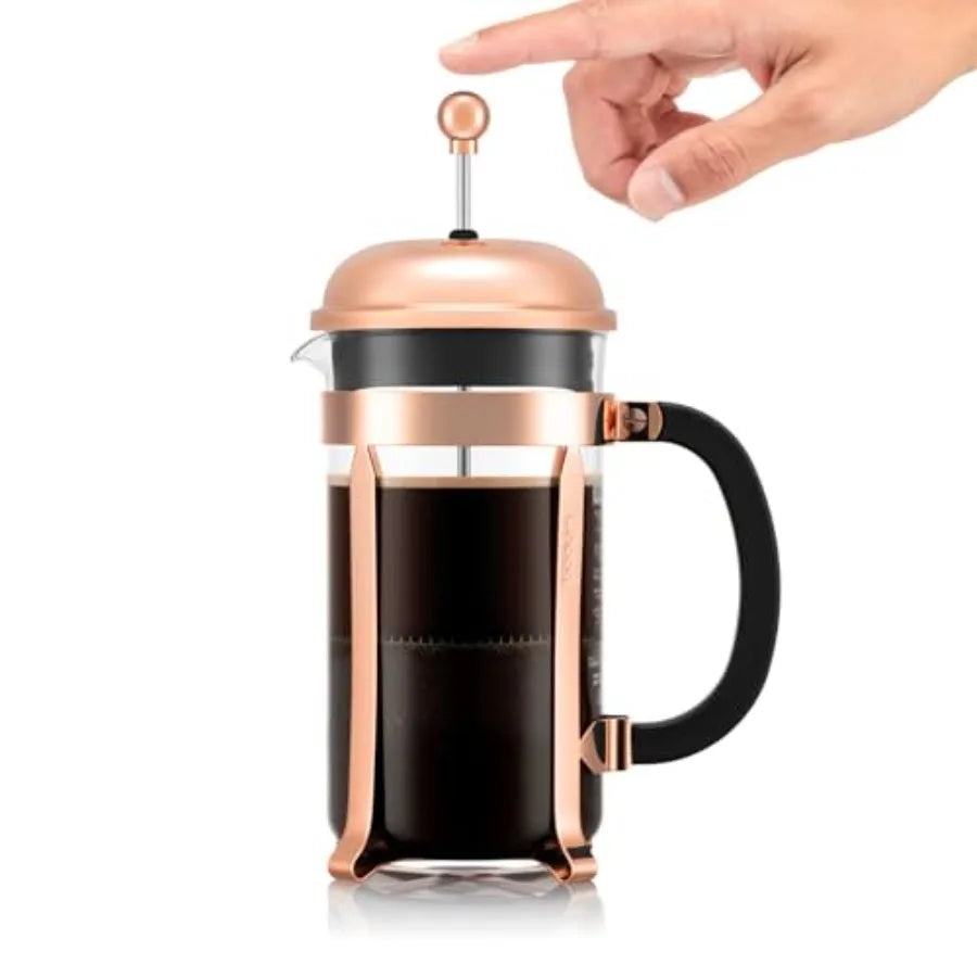 Coffee Maker-French Press, 34oz Chambord French Press, High-Heat Borosilicate Glass, Stainless Steel Copper, Made in Portugal