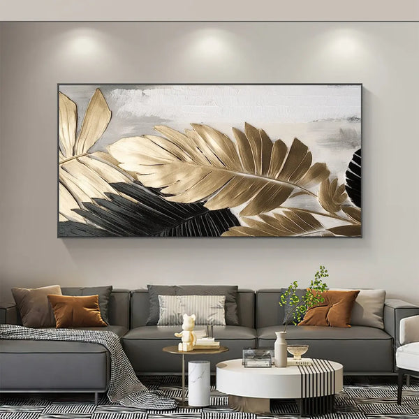 Canvas Modern, Oil Painting, D-Abstract Gold Leaf & Foil Texture Acrylic