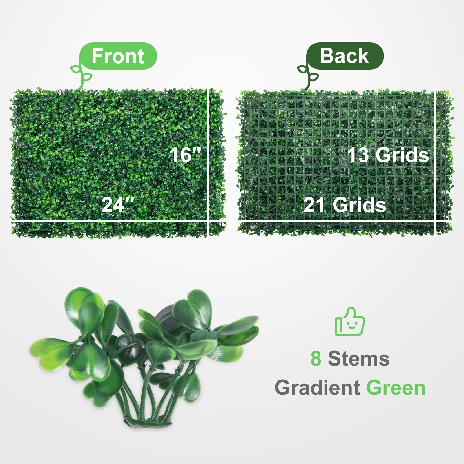 Hedge Wall-Artificial Boxwood Panel, UV 24pcs, 20x20/24x16 in, Boxwood Hedge Wall Panels. Artificial Grass Backdrop, Wall Green Grass, SucceBuy